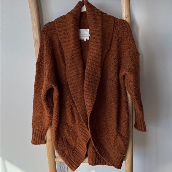 Anthropologie Denise Textured Knit Cocoon Cardigan Sweater Rust Orange Brown M - Picture 11 of 15